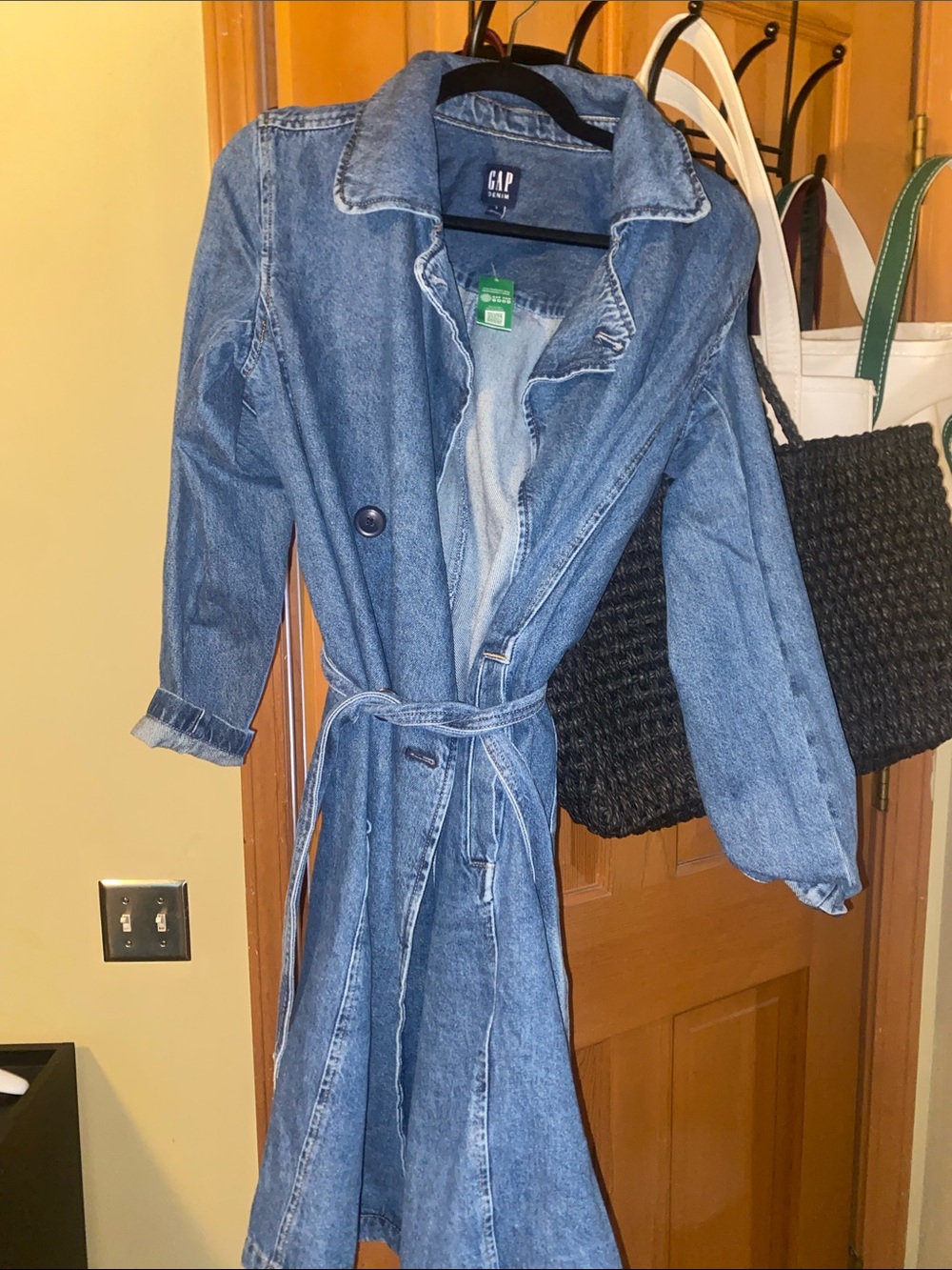 GAP Blue Denim Belted Trench Jacket